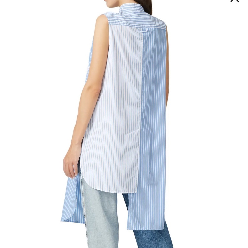 RTR MonseSleeveless Mixed Stripe Shirt Sz 12 asymmetrical blue white sleeveless - Picture 4 of 8